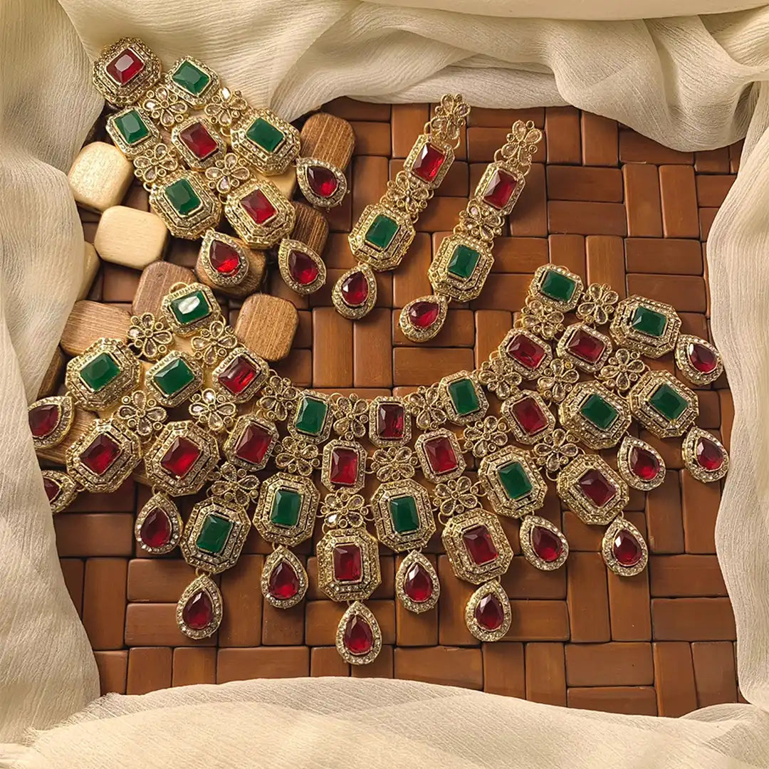 choker necklace set gold new design with price NJC-002 multi color