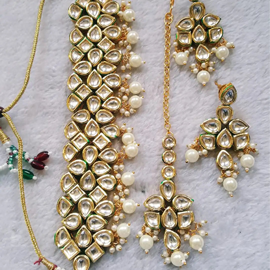 choker set design in pakistan NJC-011 white