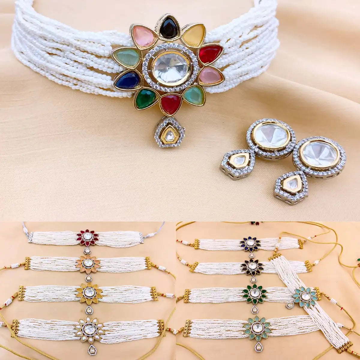 choker set necklace design with price in Pakistan njc-020 multi color