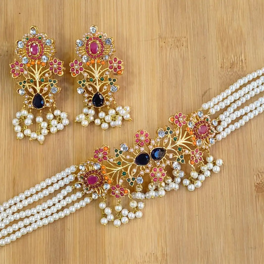 collar set jewellery price in pakistan njc-007 black
