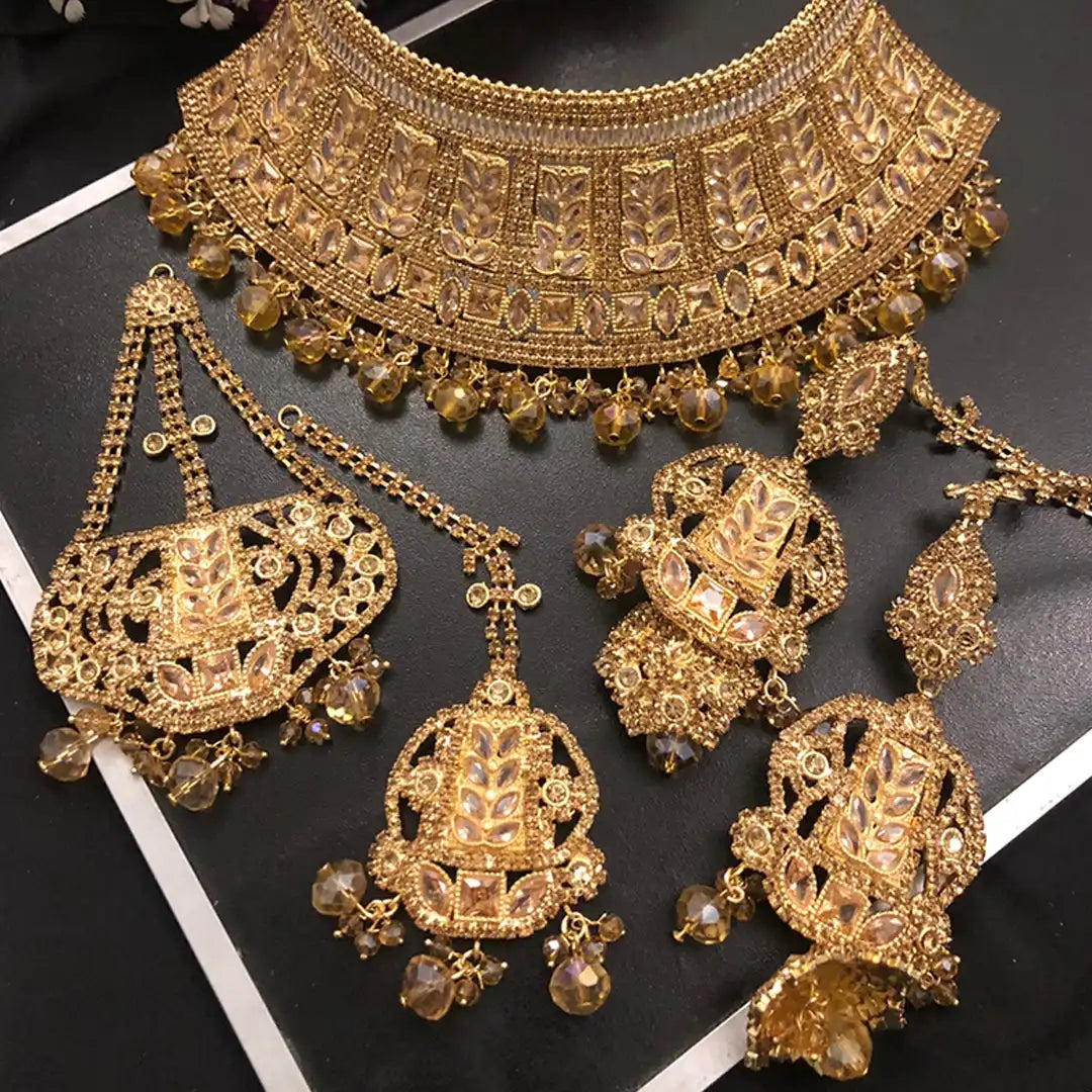 collor set jewellery price in pakistan NJC-001 golden