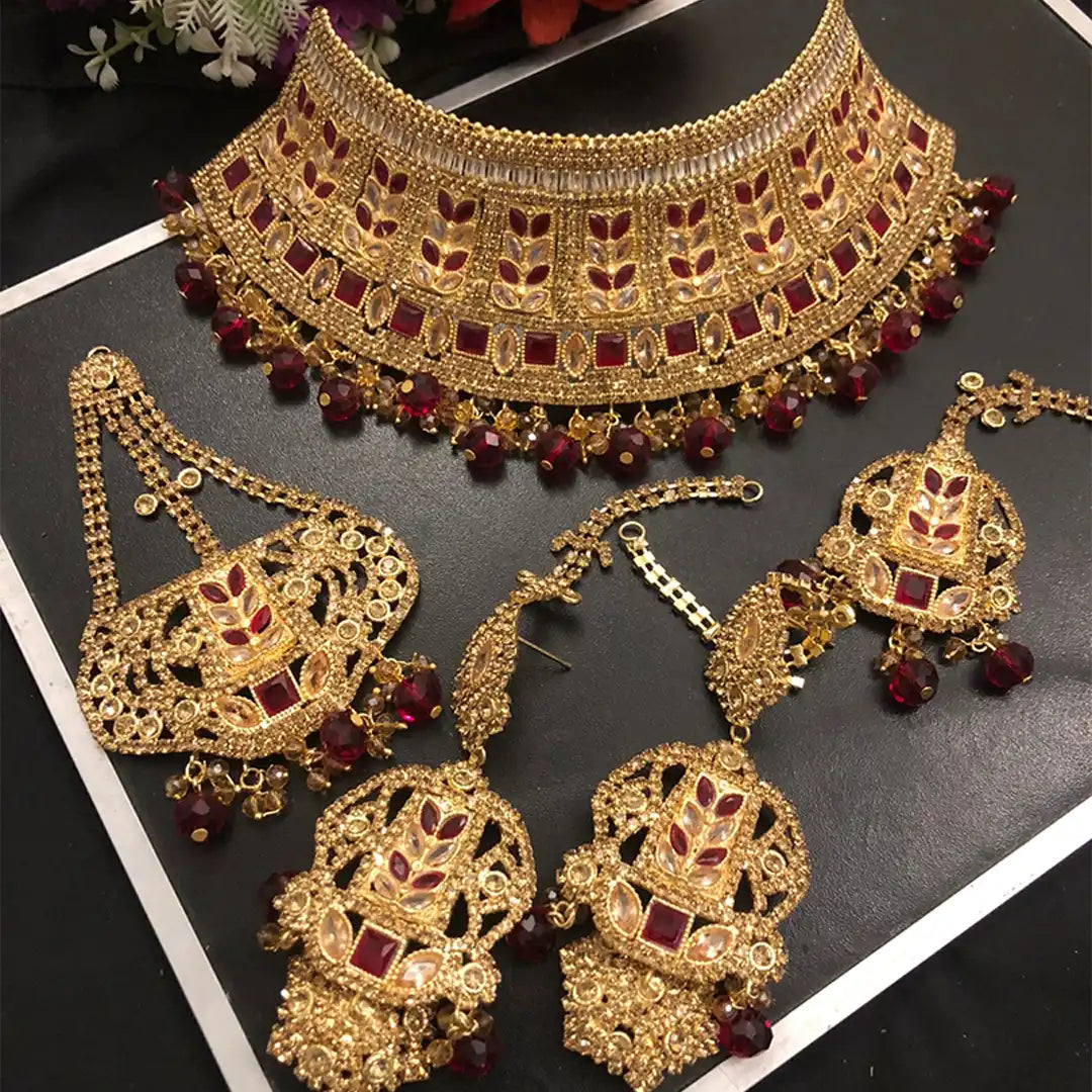 collor set jewellery price in pakistan NJC-001 red