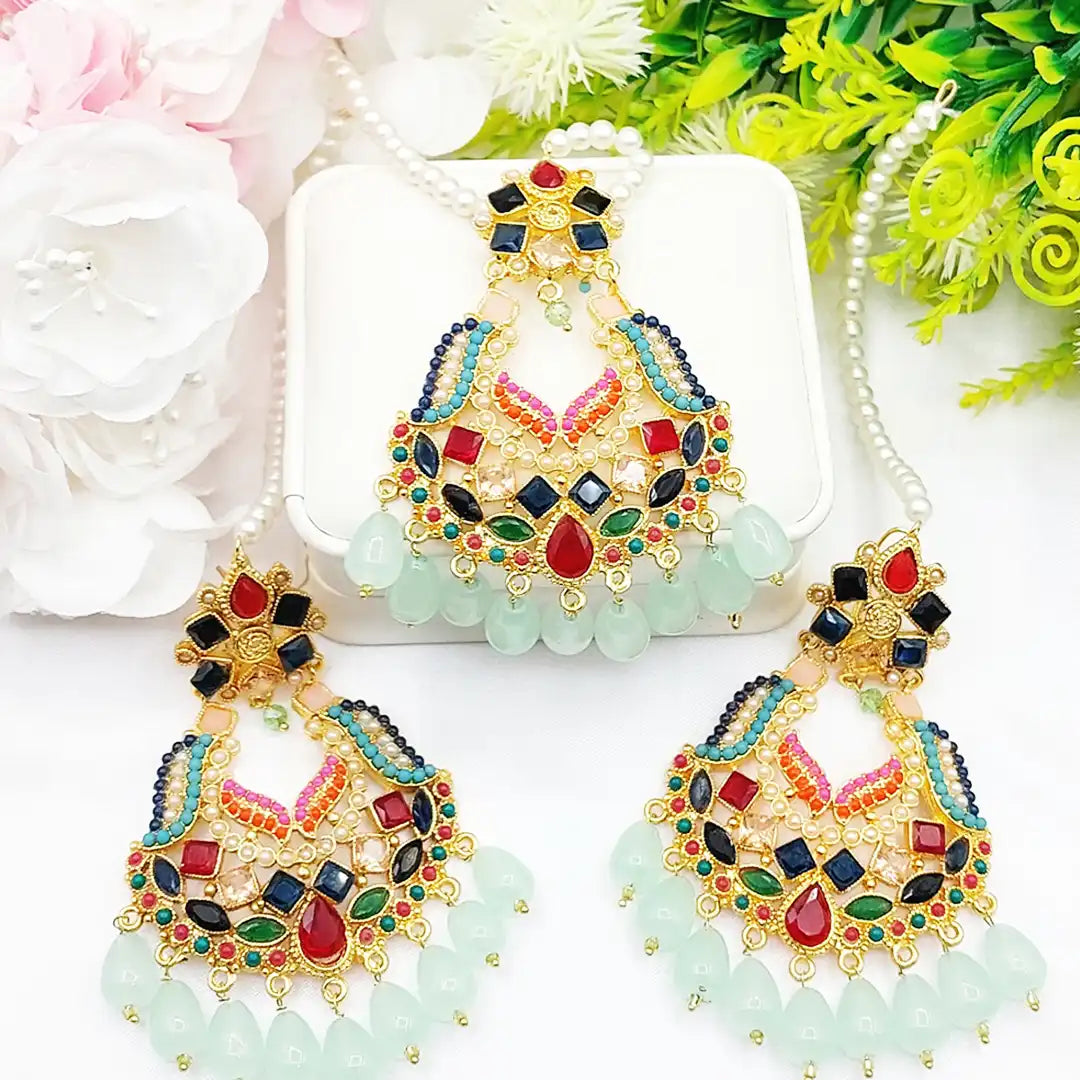 daily use earrings in pakistan NJC-011 pearl green