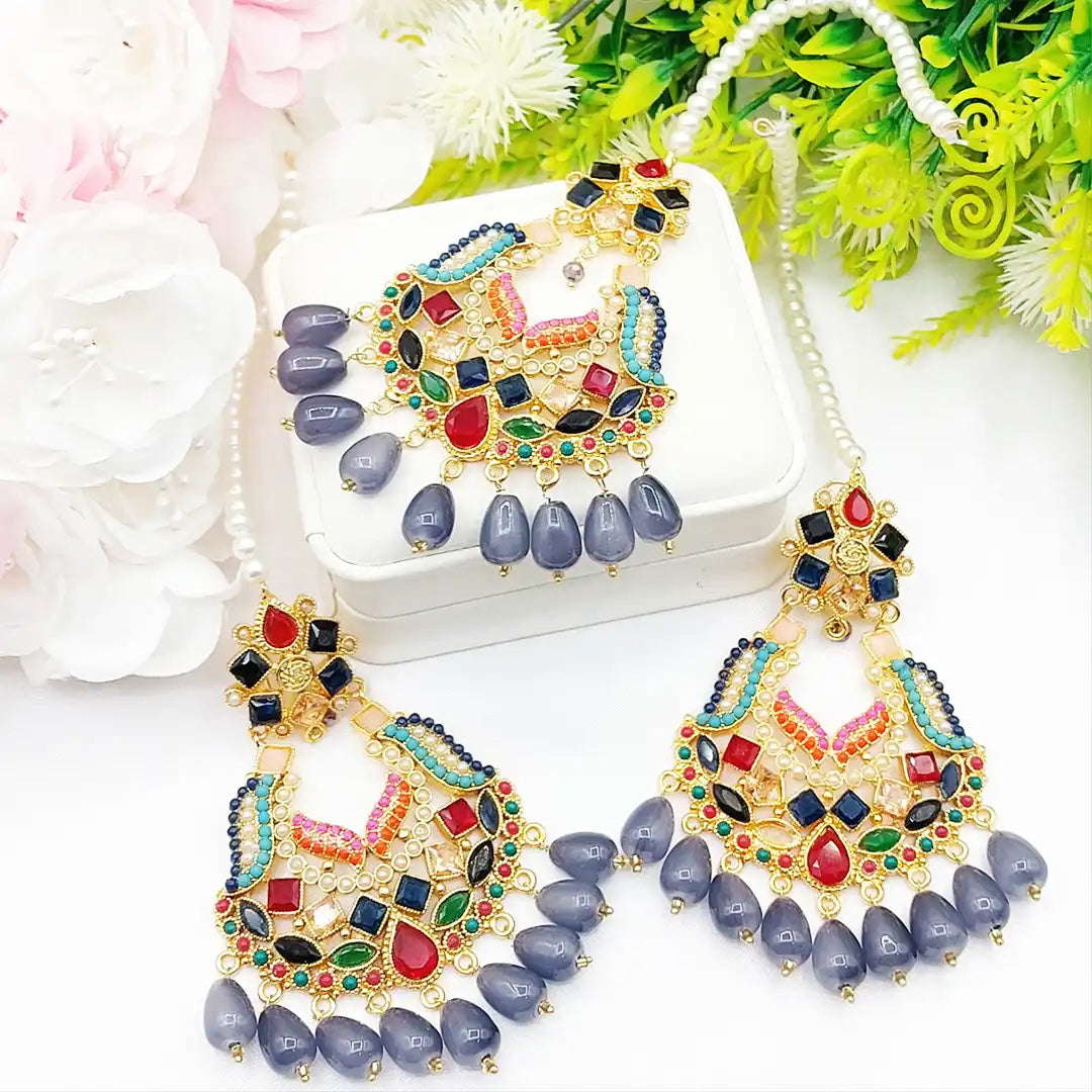 daily use earrings in pakistan NJC-011 purple