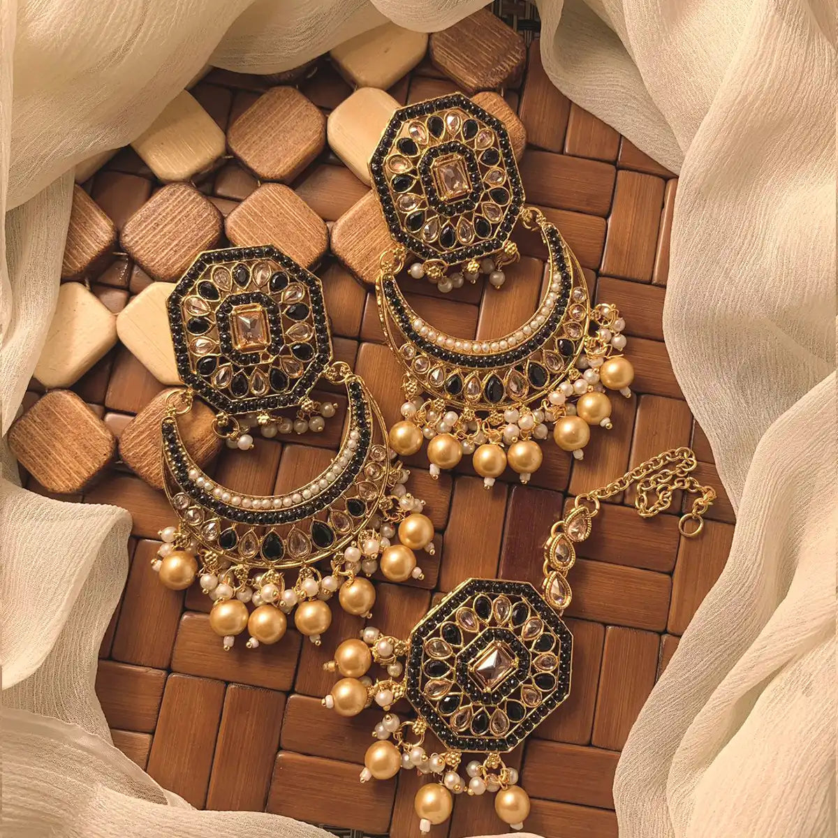 designer stud earrings set njc-014 black