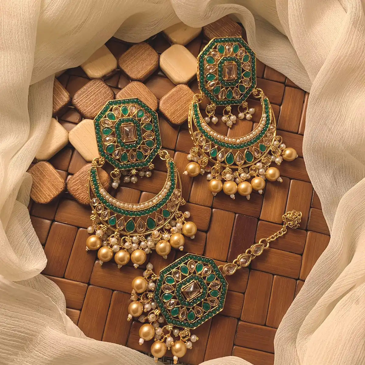 designer stud earrings set njc-014 green