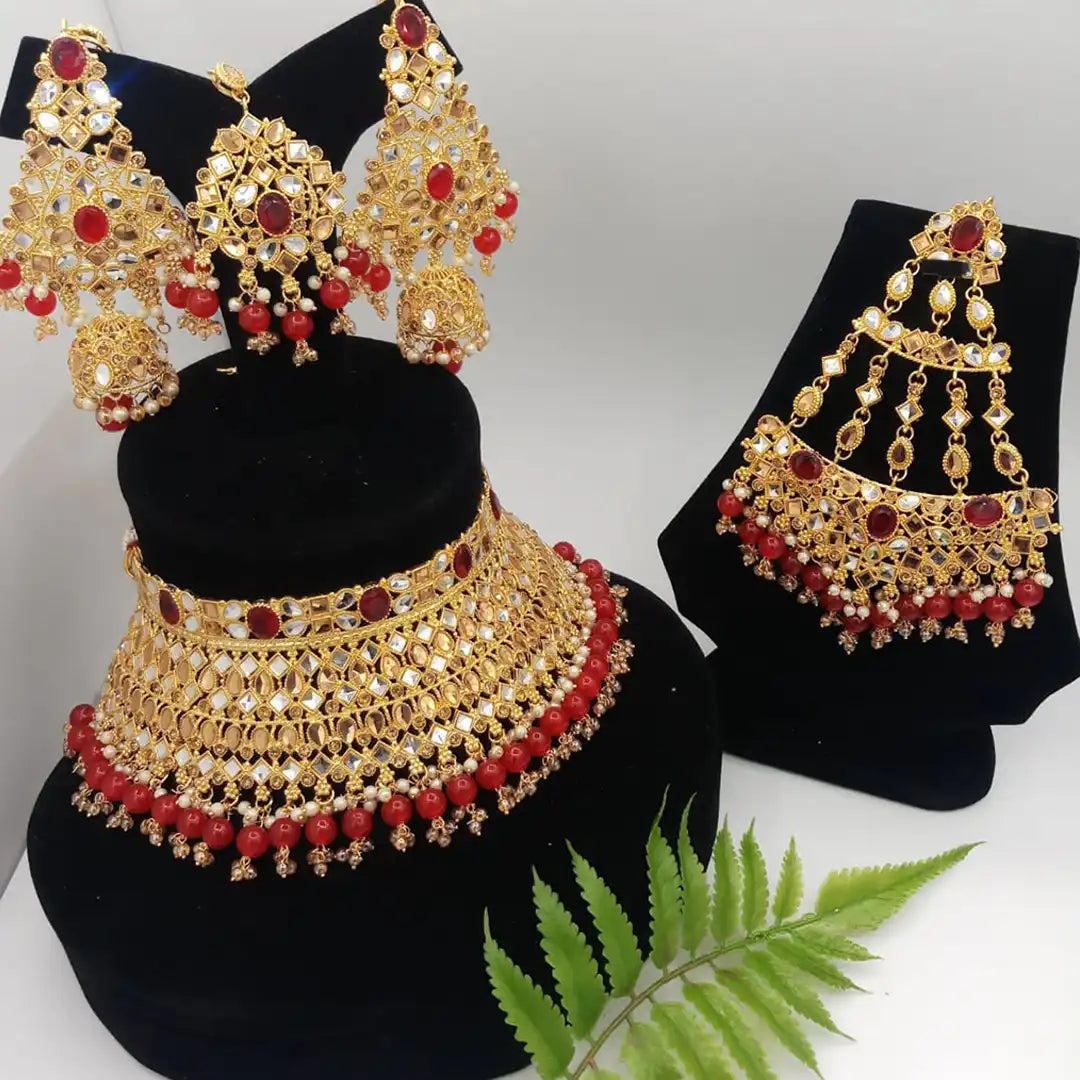 jewellery set price in pakistan NJC-004 red