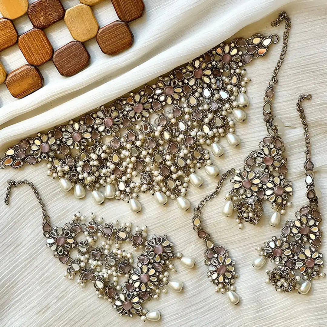kundan bridal jewellery in pakistan NJC-005 silver