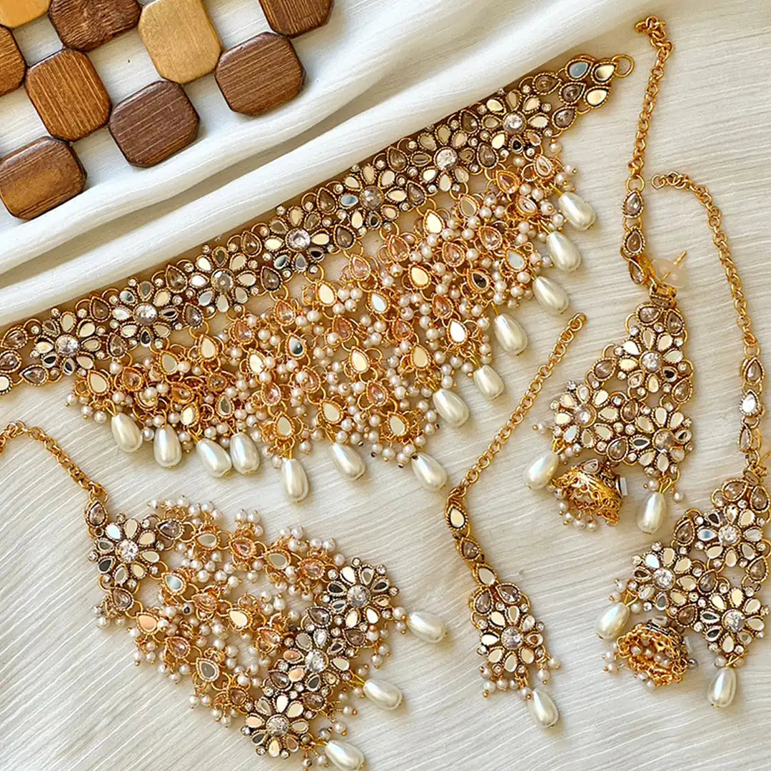 kundan bridal jewellery in pakistan NJC-005 white