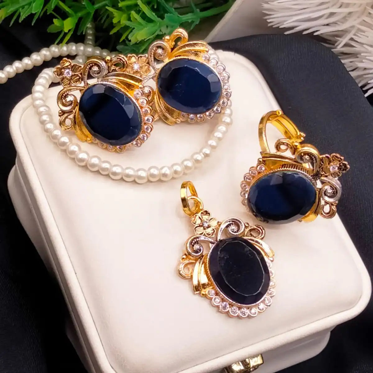 locket set jewellery njc-020 blue