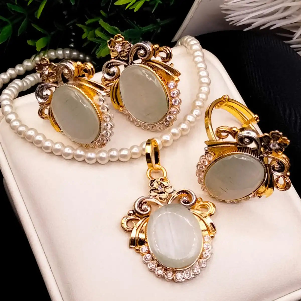 locket set jewellery njc-020 white