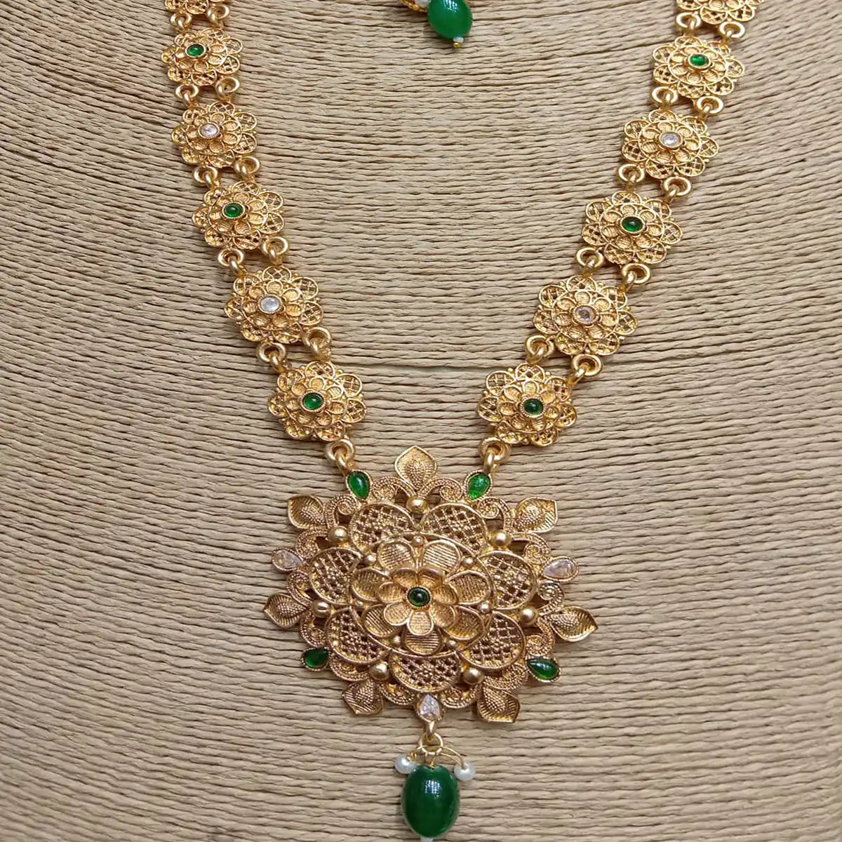 long mala designer jewellery njc-011 green