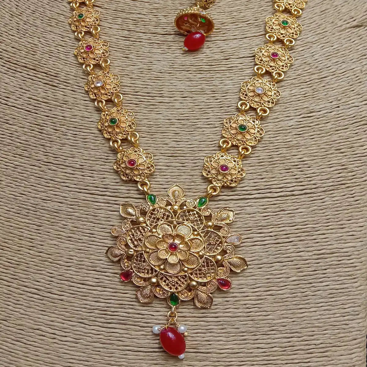 long mala designer jewellery njc-011 red