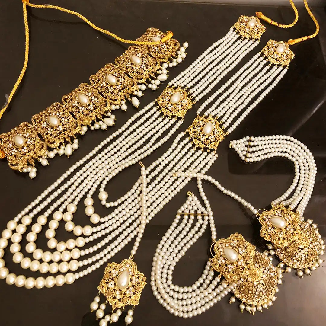 mala choker set price in pakistan NJC-005 milky white