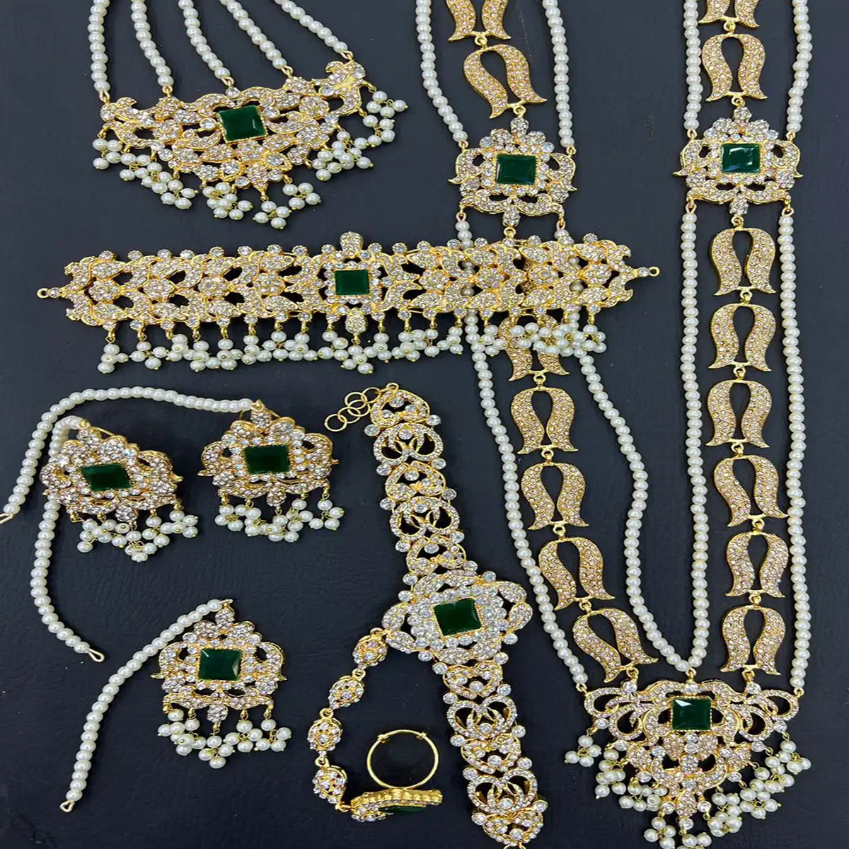 mala choker set price in pakistan NJC-014 green