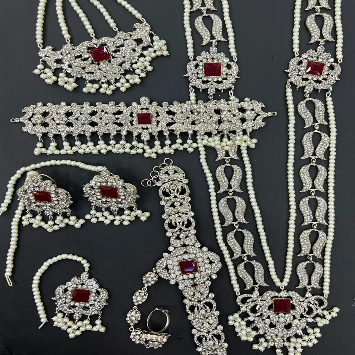 mala choker set price in pakistan NJC-014 maroon