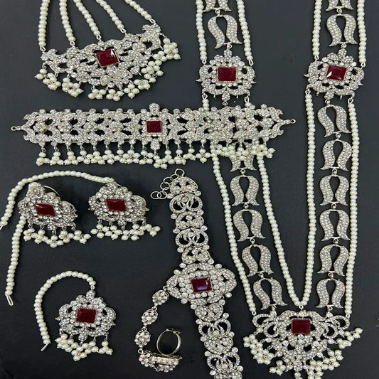 mala choker set price in pakistan NJC-014 maroon