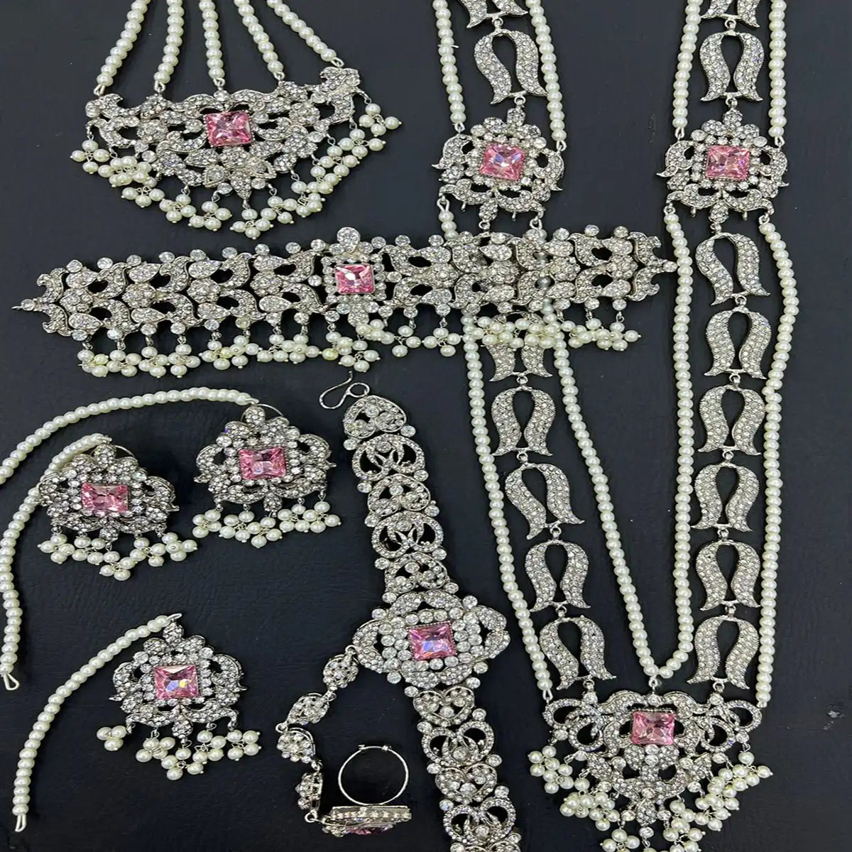 mala choker set price in pakistan NJC-014 pink