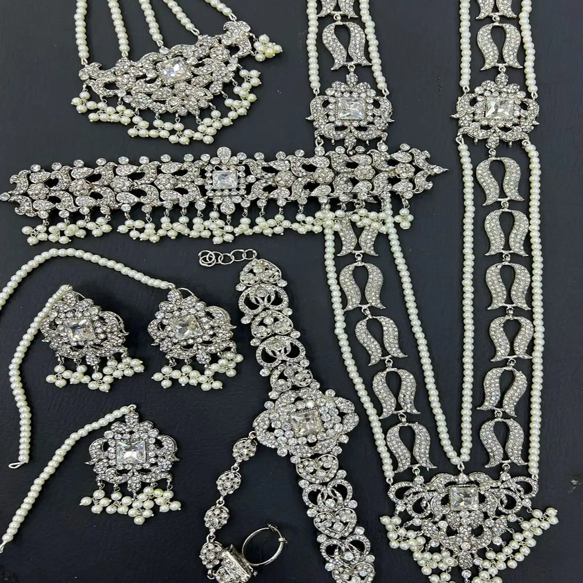 mala choker set price in pakistan NJC-014 white