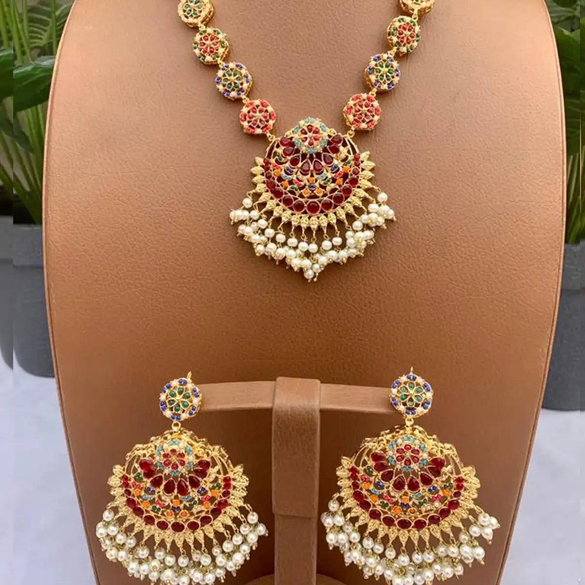 mala necklace set design with price NJC-008 red