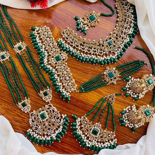 mala necklace set price in pakistan NJC-010 green
