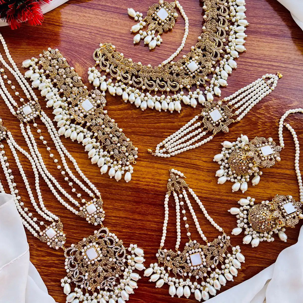 mala necklace set price in pakistan NJC-010 white