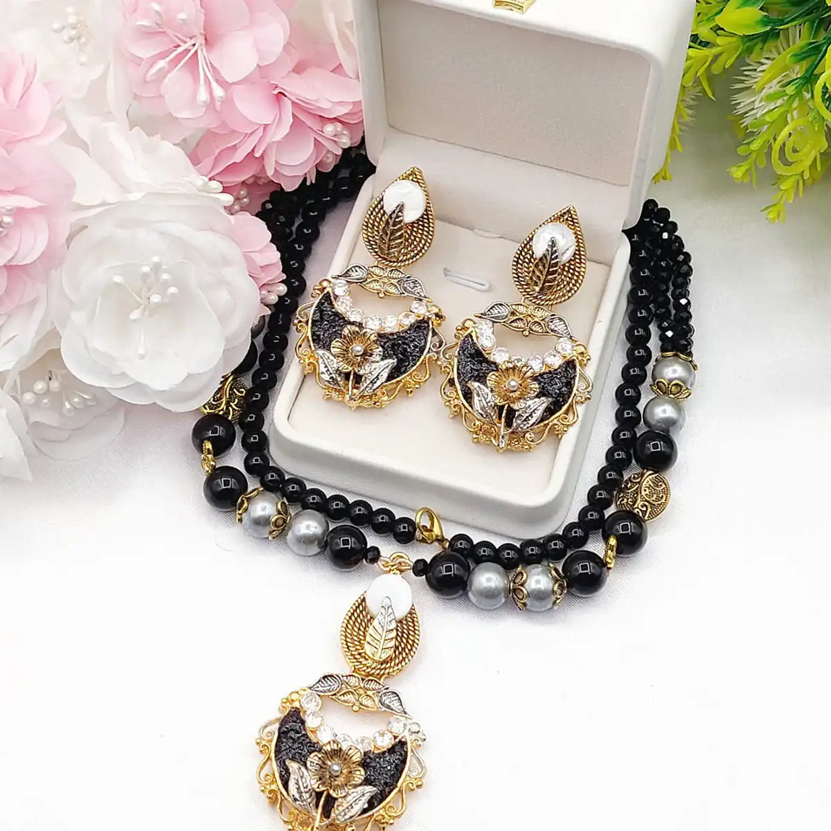 moti mala set design in pakistan njc-002 black