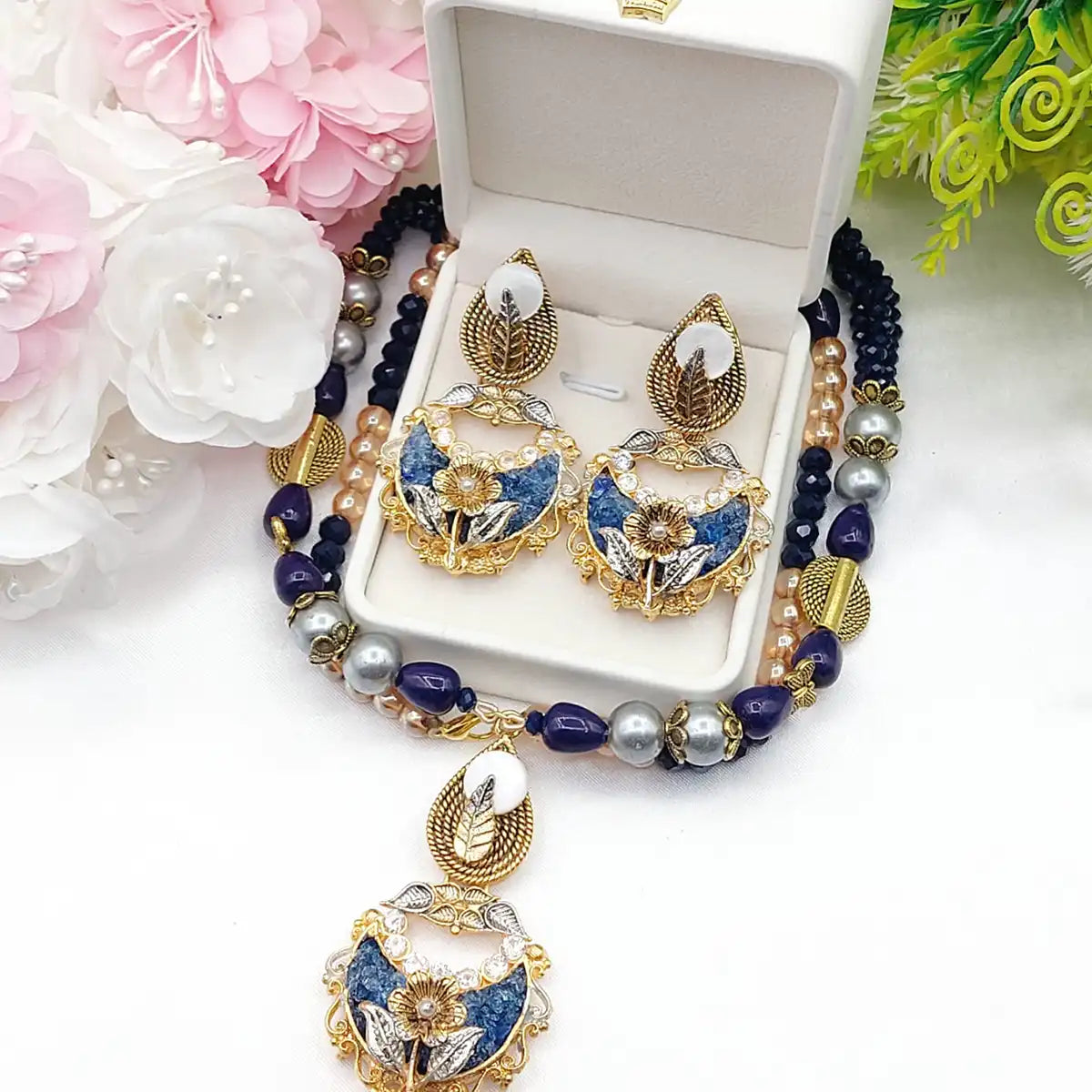 moti mala set design in pakistan njc-002 purple
