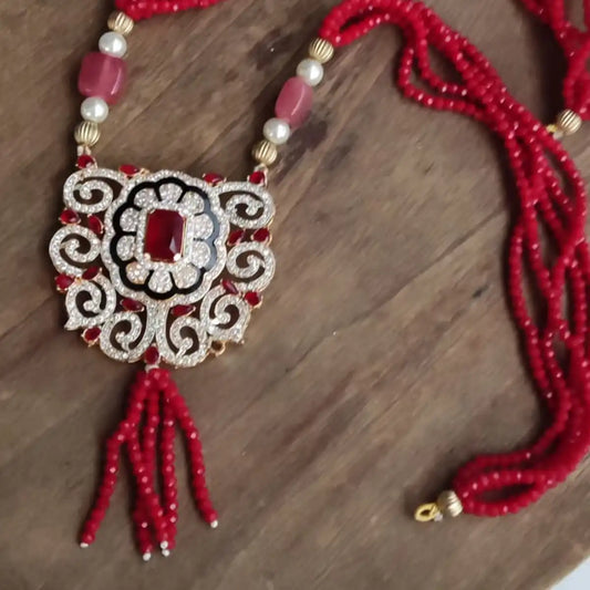 moti mala set design with price njc-006 red