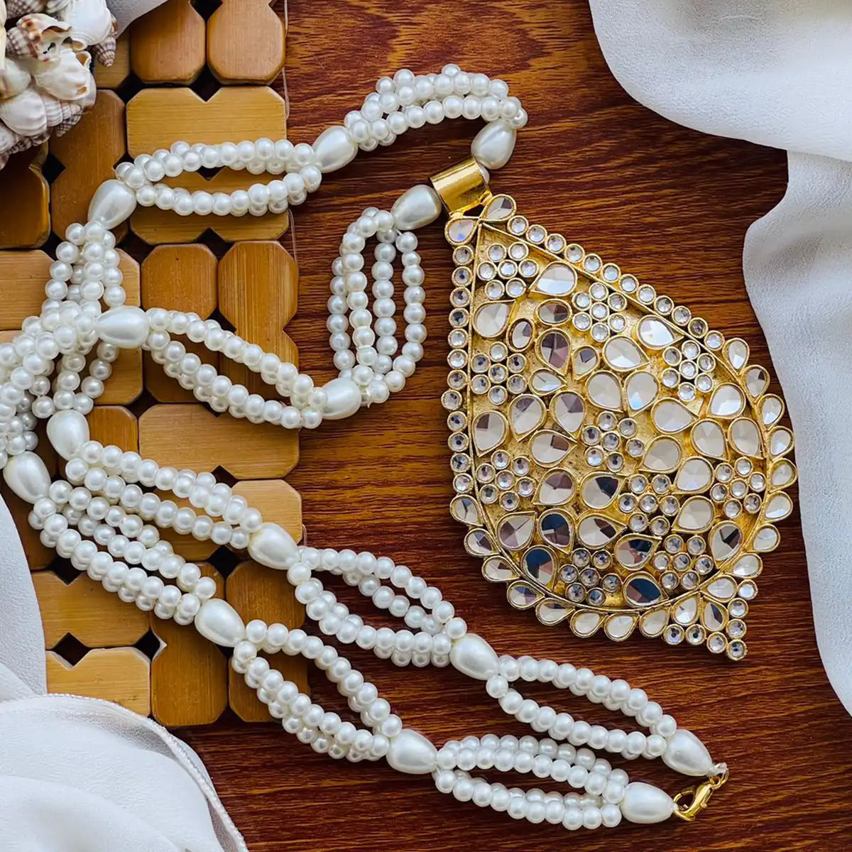 moti mala set necklace jewellery design njc-016 white 2