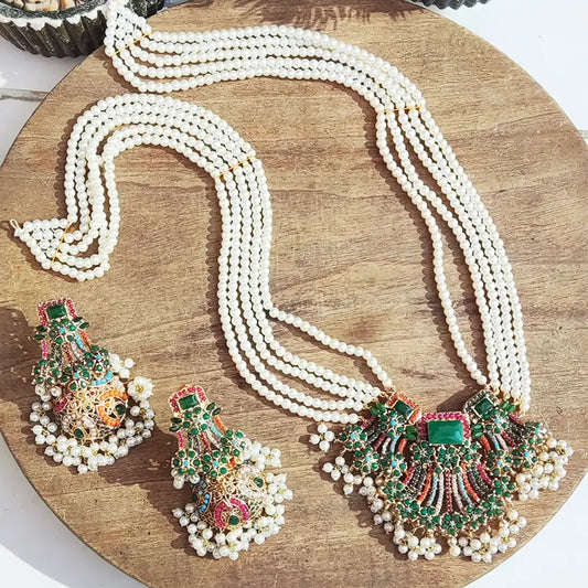 moti mala set price in pakistan NJC-001 green