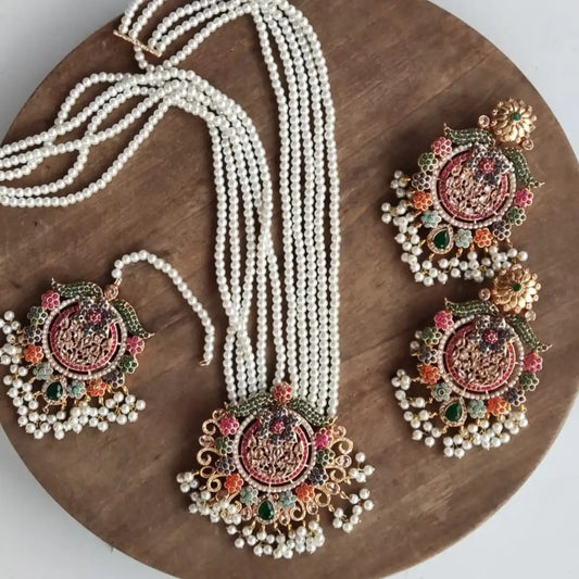 multi color mala necklace set design NJC-009 green