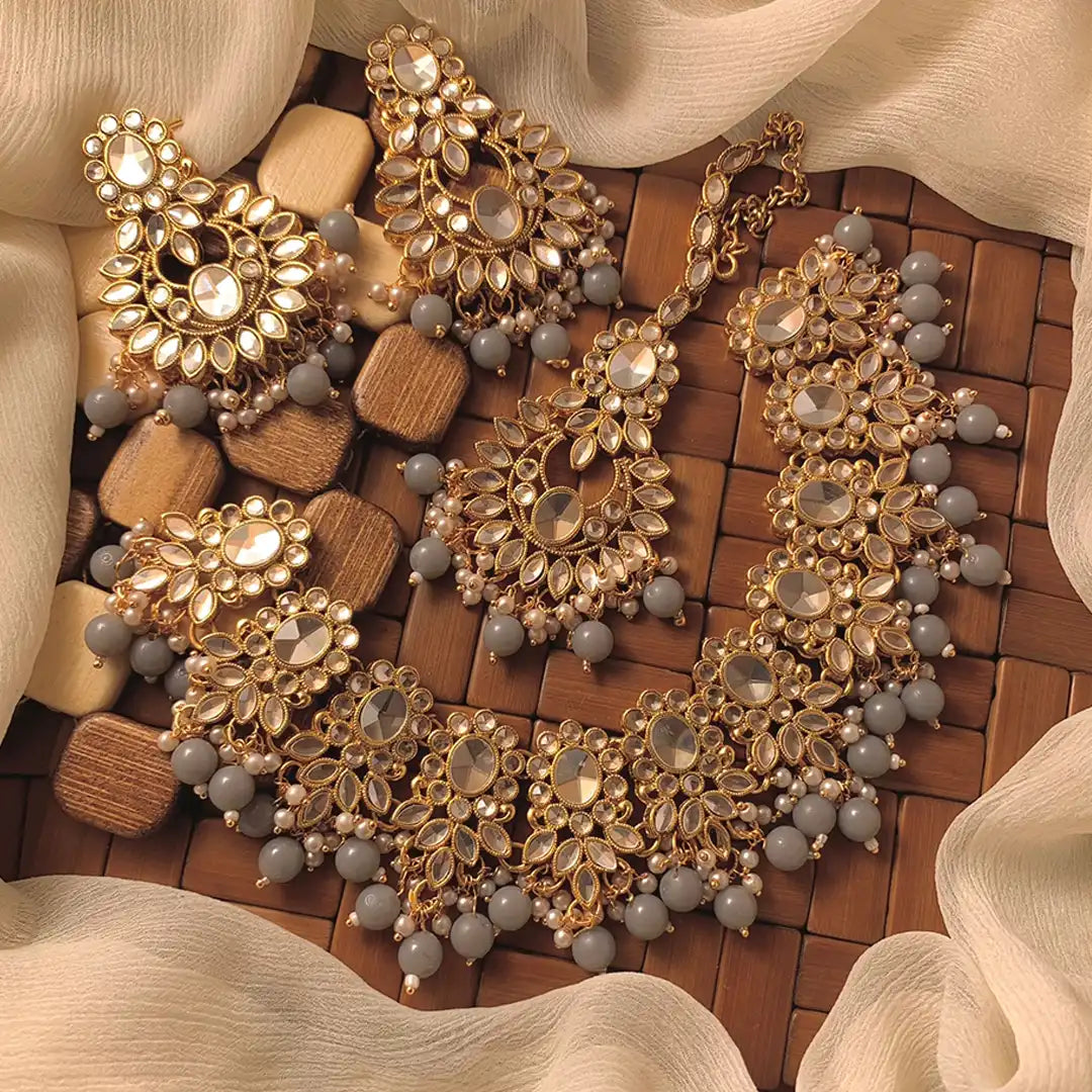 necklace set price in pakistan NJC-003 grey