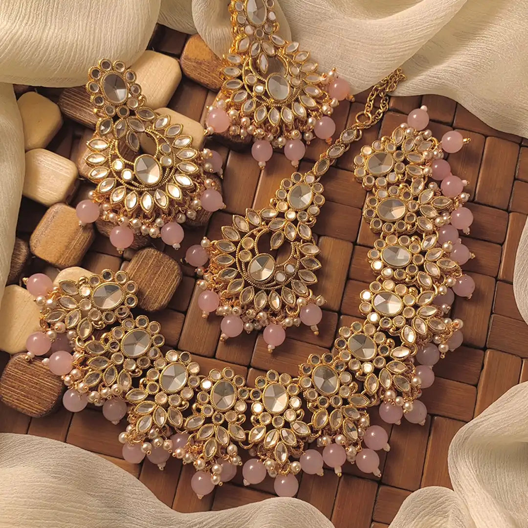 necklace set price in pakistan NJC-003 pink