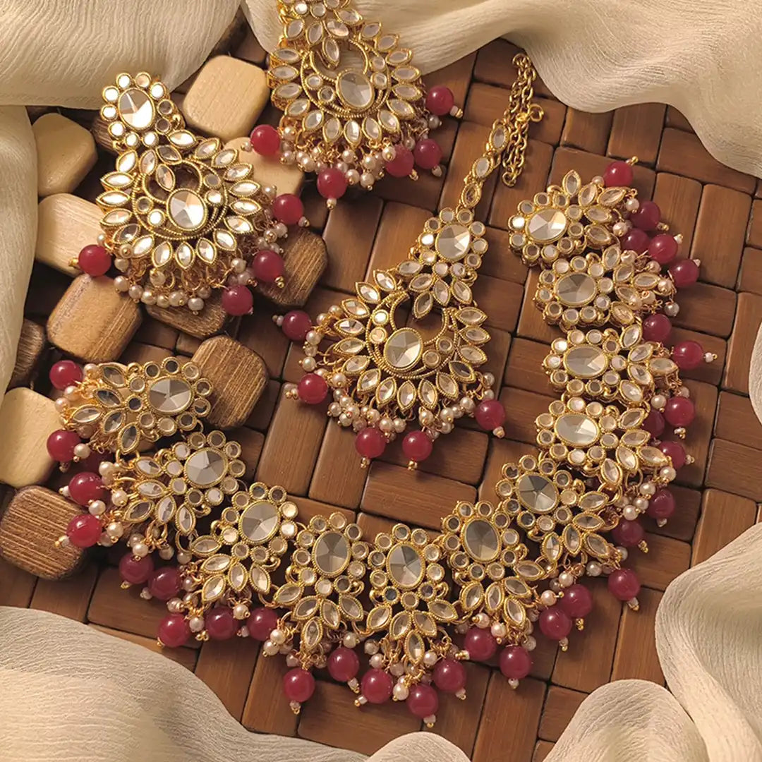 necklace set price in pakistan NJC-003 red