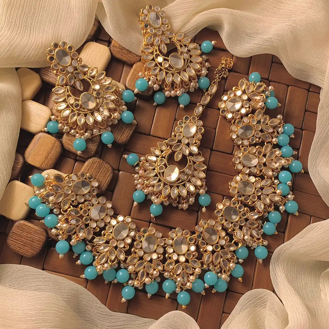 necklace set price in pakistan NJC-003 turquoise