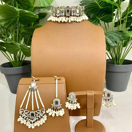 noors jewellery choker set NJC-012 white