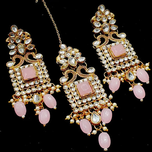 simple daily wear gold earrings with price njc-002 multi pink