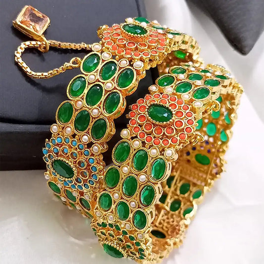 stone bangles designs with price NJC-006 green