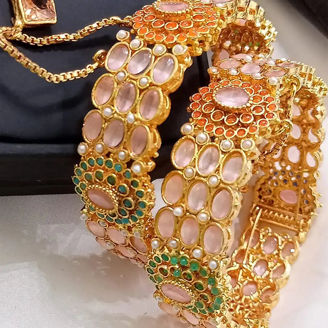 stone bangles designs with price NJC-006 pink
