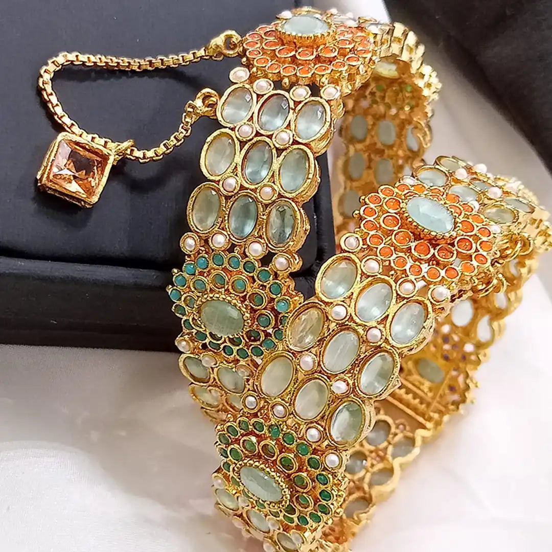 stone bangles designs with price NJC-006 sea green