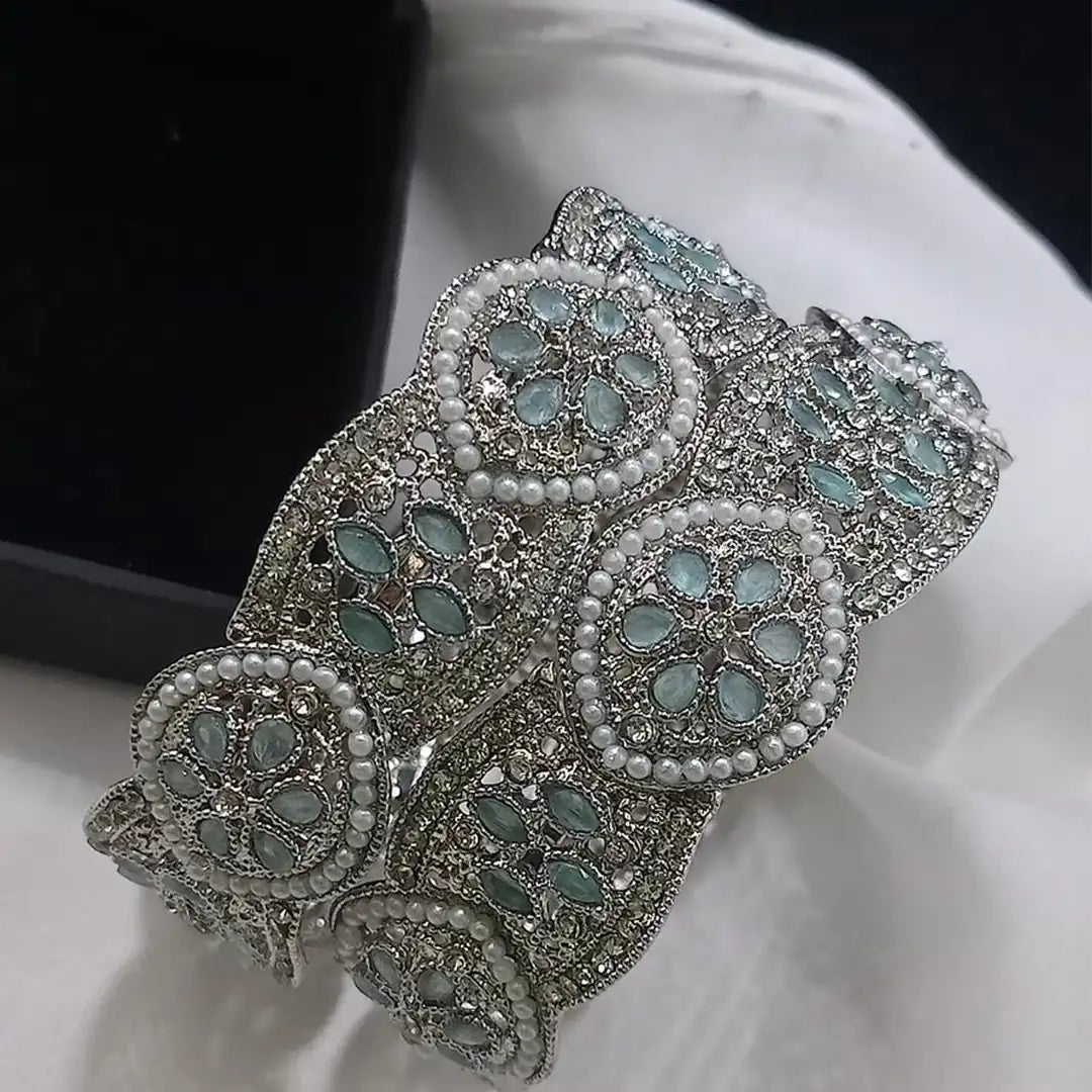 stone bangles gold designs with price NJC-007 sea green