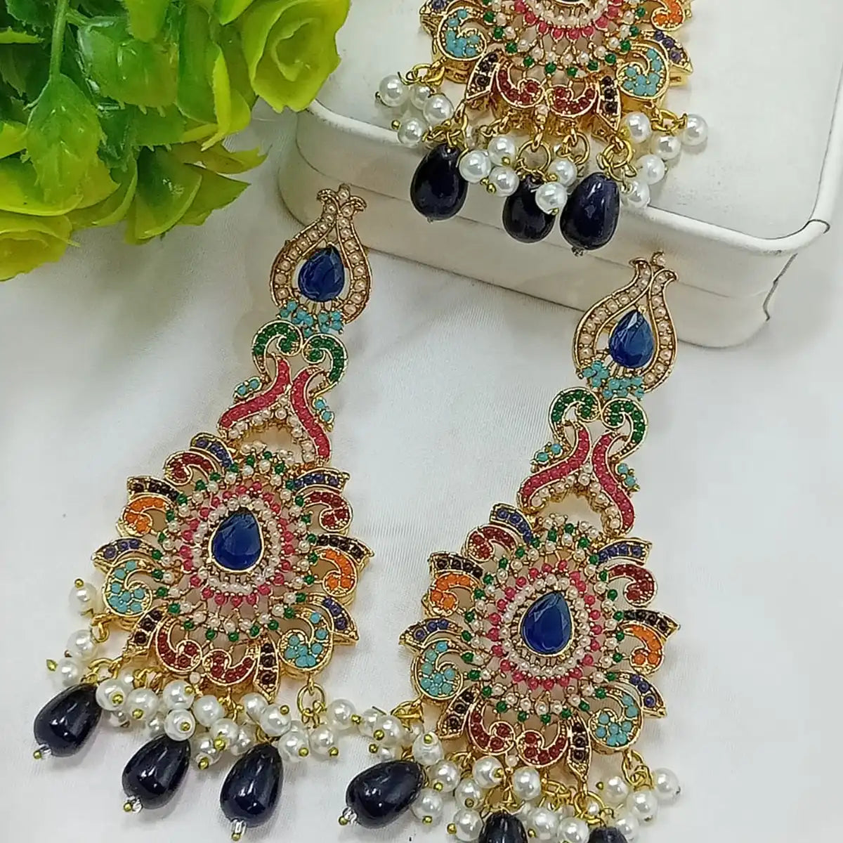 tikka and earrings jewellery njc-003 blue
