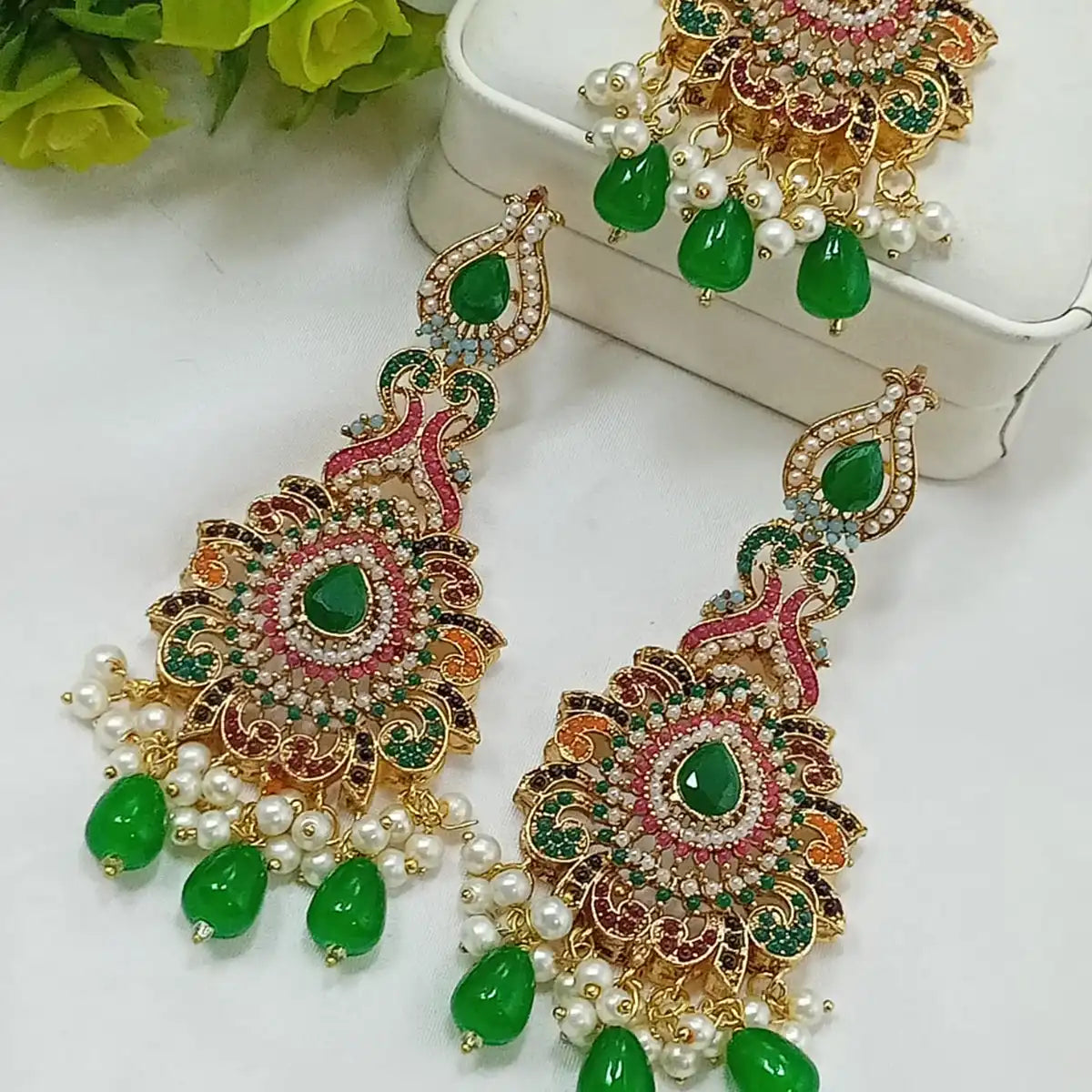 tikka and earrings jewellery njc-003 green