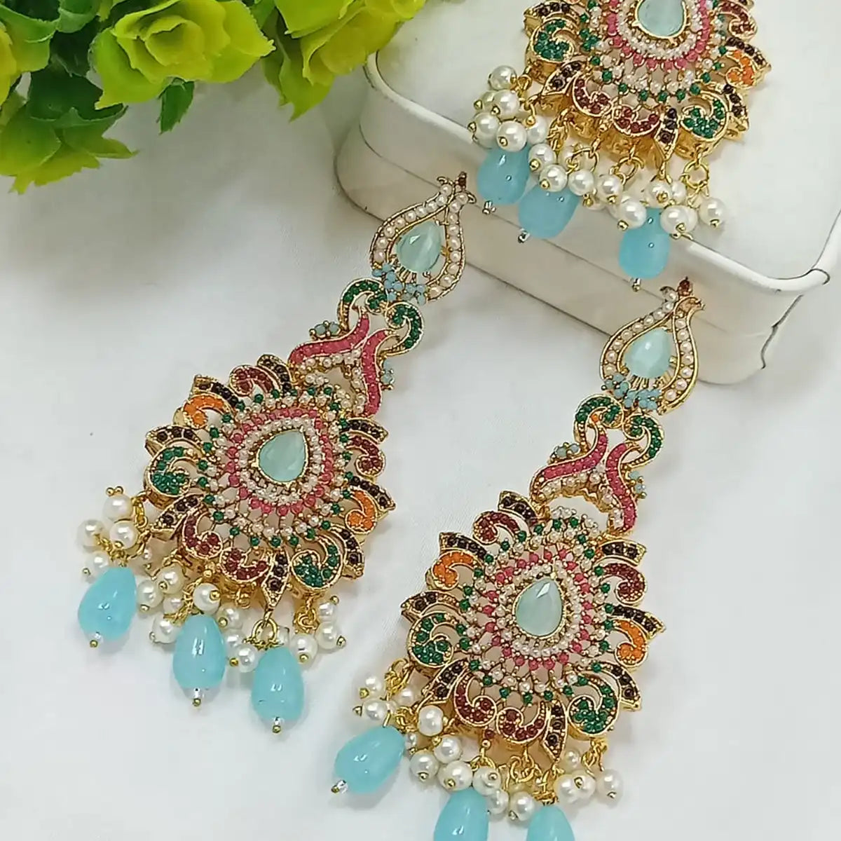 tikka and earrings jewellery njc-003 turquoise