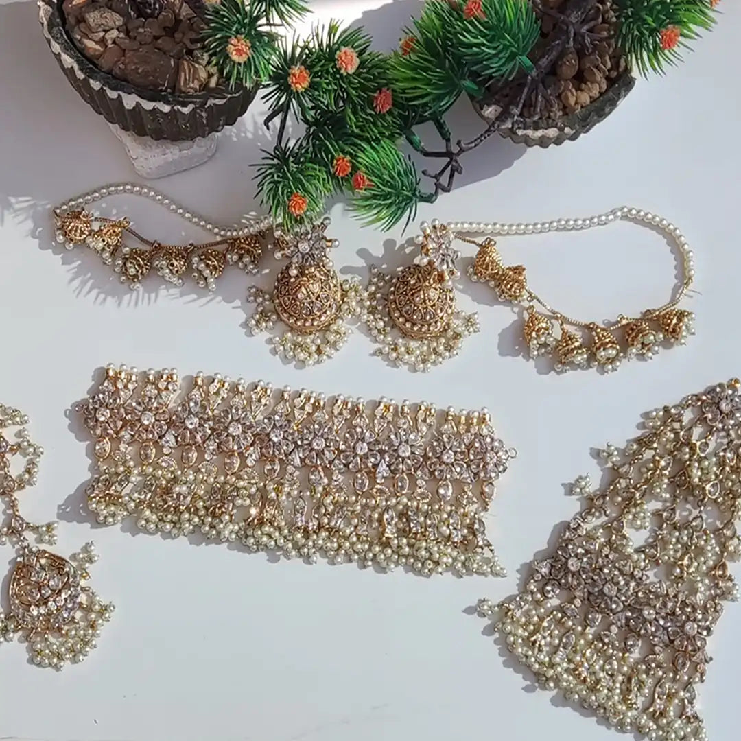 traditional bridal look maka choker set NJC-012 golden