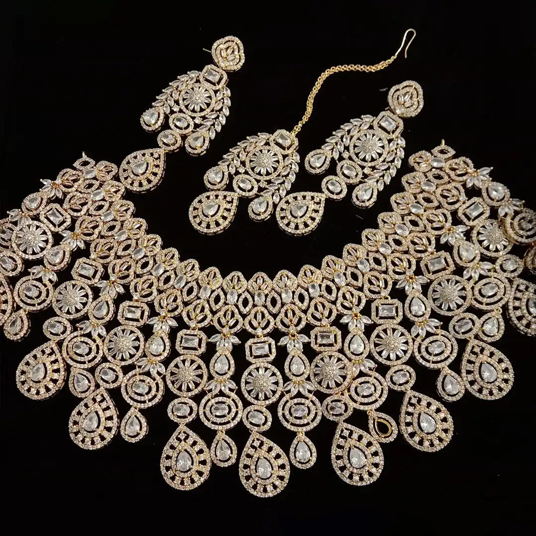 zirconia engagement bridal set NJC-009 golden