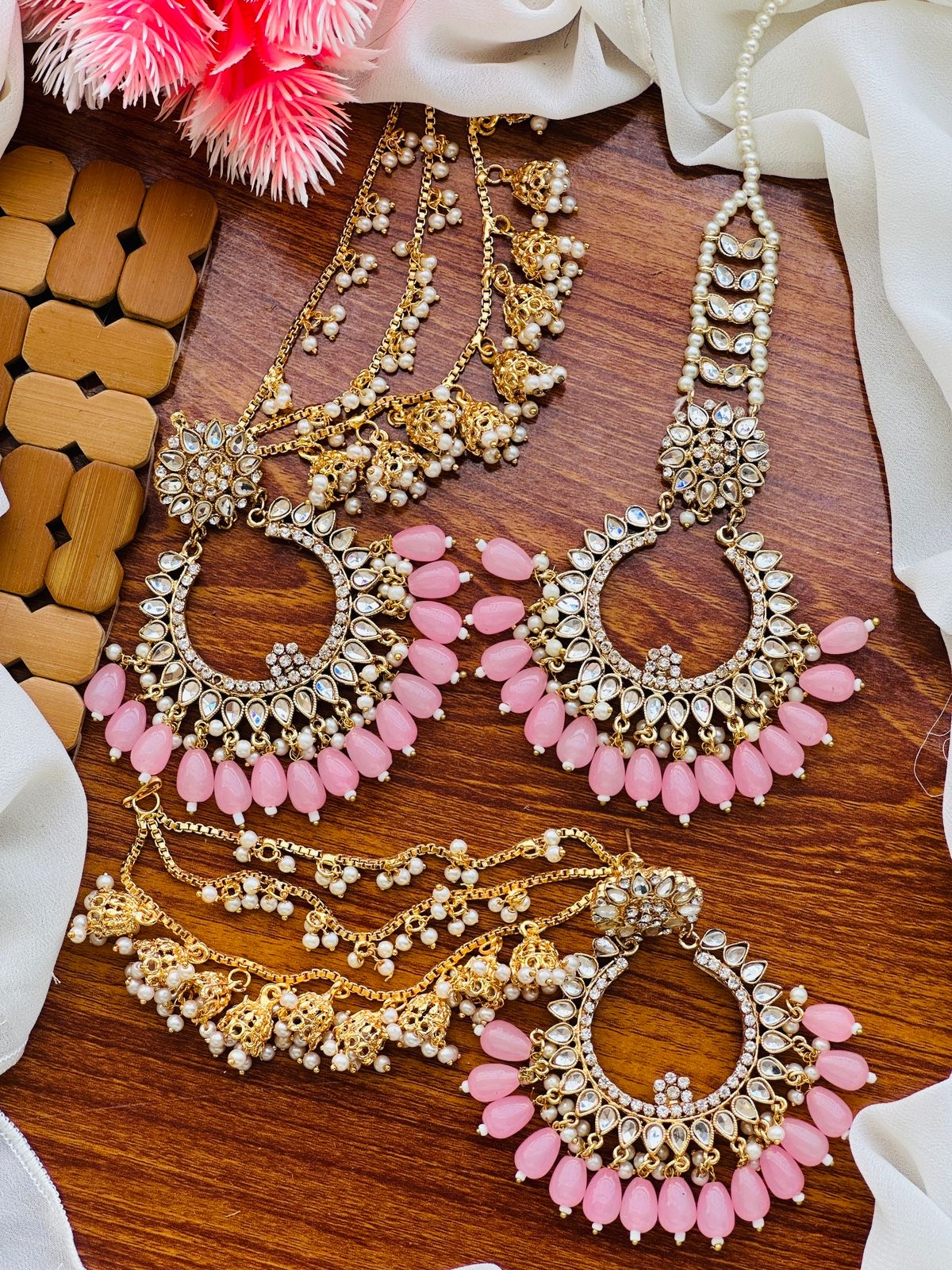 Kundan Balas/Earrings and Tikka/Bindiya sets