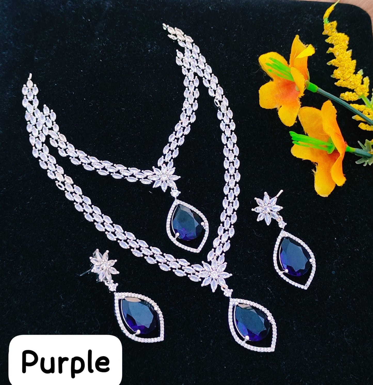 American Diamond Zircons Necklace Sets*