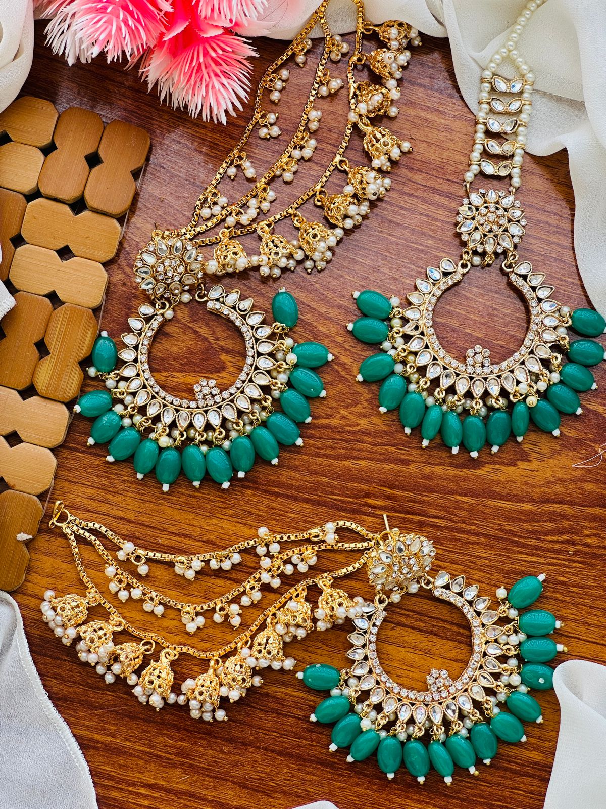 Kundan Balas/Earrings and Tikka/Bindiya sets